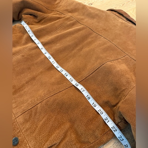 Vintage 1980’s Mixed Blues Leather & Suede Bomber jacket Tan Size 9 - Picture 8 of 9